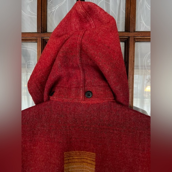 SOLD Vintage Woolrich Southwestern Aztec Wool Long Jacket Trench Coat Size Large - Picture 7 of 11